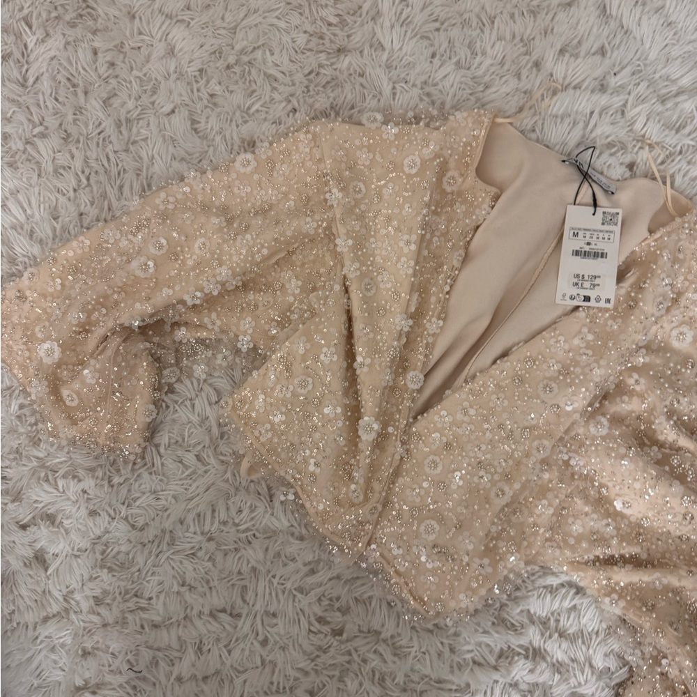 Zara Beige Sequin Jacket